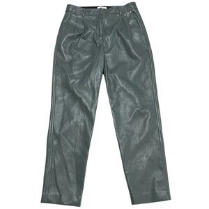 Greyish Green Faux Leather Pants